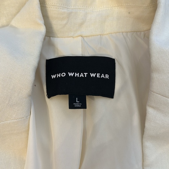 Who What Wear Ivory Double Breasted Linen Blazer Size Large NWOT - Picture 11 of 11